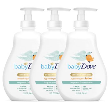 [해외] Dove 도브 베이비 센서티브 스킨 케어 바디 로션 무향 384ml 3팩