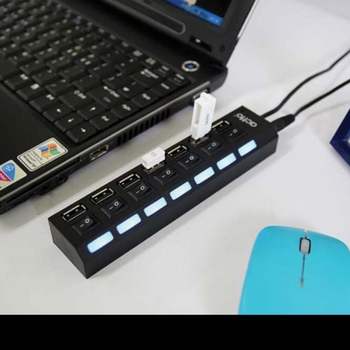 허브 스위치 7포트 블랙 빠른전송속도 USB2.0 탑재 개 USB케이블 USB충전케이 고속충전케이