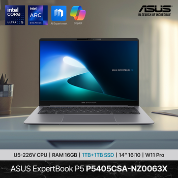 ExpertBook P5 P5405CSA-NZ0063X U5-226V 16G 1T+1T WIFI 6 14인치 400NIT 윈11프로 AI코파일럿