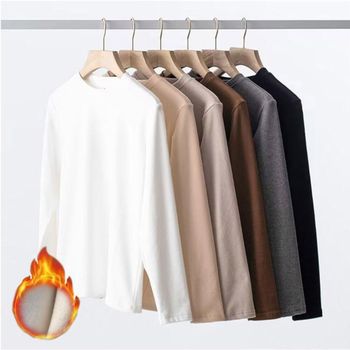 무지셔츠 보온효과가 좋은 남성 무지 약 기모 롱 슬리브 티셔츠