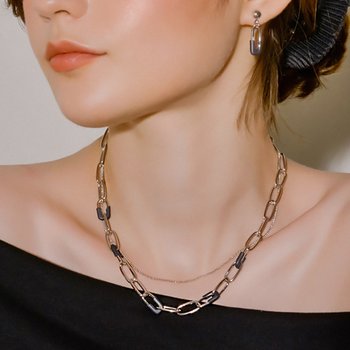 [에이핑크 오하영,소유,손동운 착용][FW]컬러드 링크체인 레이어드 목걸이