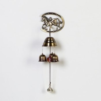 엔틱메탈 경주마 3벨 자석식 문종 현관문종 신주색