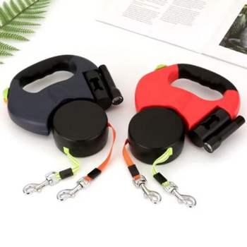 트윈 리드줄 강아지 두마리 다견 목줄 야간산책 LED조명 애견