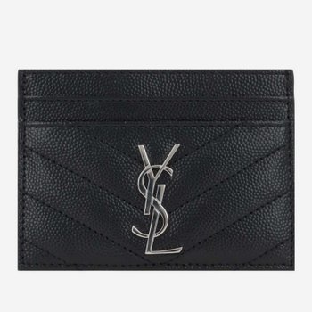 [해외배송] 생로랑 퀼티드 그레인 드 푸드르 가죽 카드 지갑 423291 BOW021000