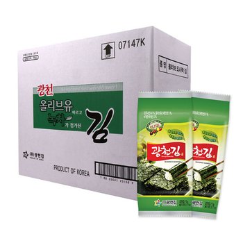 광천김 올리브유 녹차 도시락김 72봉/조미김/구운김