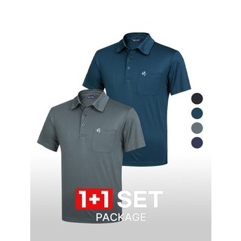1+1 김영주골프 남성 프리즈쉴드 냉감 골프웨어 필드 썸머 반팔 카라 티셔츠(M7OPSS15)
