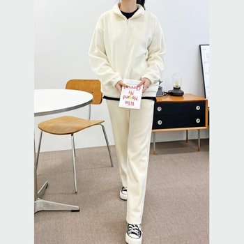 겨울 기모반집업 골덴 여자와이드상하세트 엄마등원룩 여성트레이닝 캠핑룩
