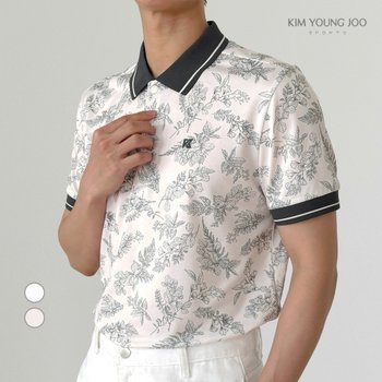 김영주스포츠 남성 보태니컬 카라 티셔츠 KRMT60315 골프 여행 데일리 비즈니스 스판