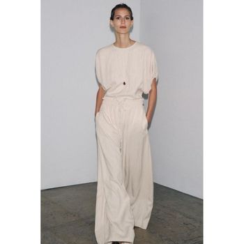 [해외] 우먼 ZARA 자라 ZW 컬렉션 플로잉 파자마 트라우저스 바지 팬츠 - 샌드 10985905