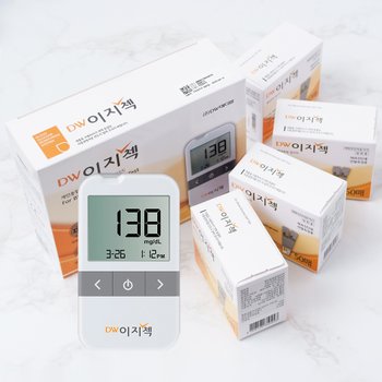 DW 이지첵 혈당계+시험지200매+침200개+솜200매 혈당측정기
