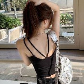 (131000082) USTX1142 더블스트캡내장크롭끈나시 a컵 볼륨업 사