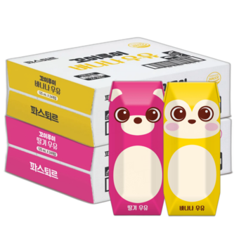 파스퇴르 꼬미루미 2종혼합125ml (딸기24입+바나나24입) 총48팩