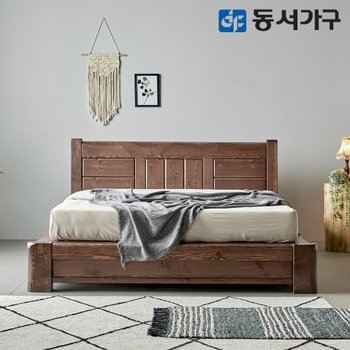 A프리미엄 소나무 통원목 Q 편백침대+양면 매트리스 DF642461