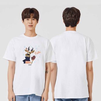 우리 루돌프 눈 hello 그래픽 캐쥬얼 반팔티 여성티셔츠