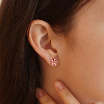 [한지민,태연,오마이걸 아린 착용]실크 플로랄 앨리스 미니 이어링