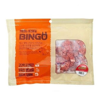 강아지간식 애견간식 빙고 연어 큐브 400g 1팩