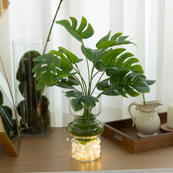 몬스테라 스킨답서스 조화 화병 LED 그린 집들이 set 38cm (DIY) 4타입 인테리어 식물 테이블