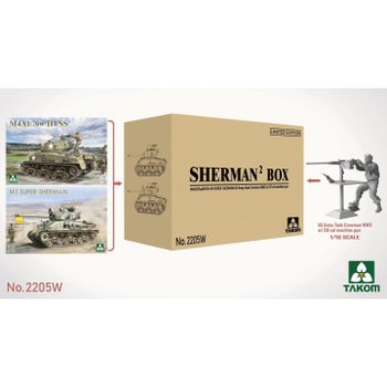 BT2205W 1대35 셔먼 박스 세트 M4A1(76W)-1대16 전차병 피규어 및 .50 cal 기관총 포함