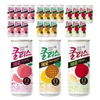 동원 쿨피스 제로 230ml 3종 혼합 구성 / 복숭아 8캔 + 자두 8캔 + 파인애플 8캔 / 총 24캔 (33375838)