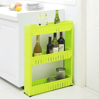 3단 이동식 틈새선반 그린 다용도실 얇은 틈사이 좁은공간 냉장고옆 주방 거실