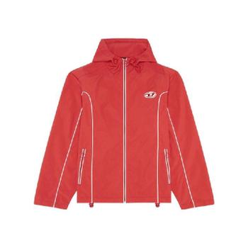 디젤 J 하이브스 콘트라스트 파이핑 윈드브레이커 레드 A061490D