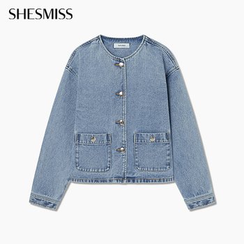 쉬즈미스 여성 빅 포켓 라운드넥 데님 자켓 SSMJKQ12010