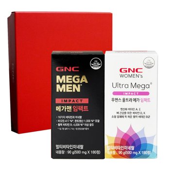 GNC 남녀 멀티비타민 세트 (메가맨 임팩트 500mgx180정 + 우먼스 울트라메가 임팩트 500mgx180정)/쇼핑백증정