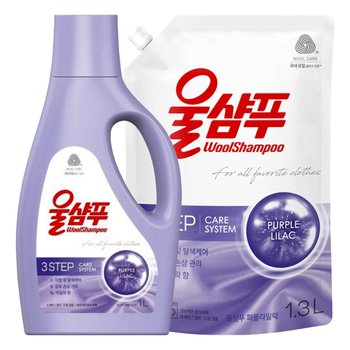 애경 울샴푸 퍼플라일락(용기1L + 리필1.3L)