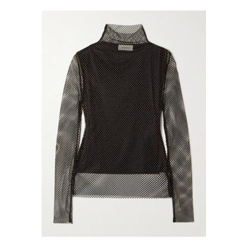 [해외] 스포트막스 제라르다 크리스털 장식 메시 터틀넥 탑 블랙 46376663162879062