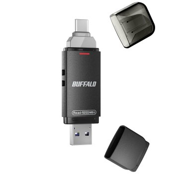 [해외] 버팔로 SSD 외장 2TB Type-C Type-A USB3.2 Gen2 1050MB s SSD-SDH2.0U3BA N 블랙