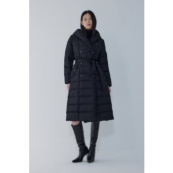 숄 후디드 더블 버튼 다운 롱 점퍼7155417009