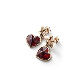 [해외] Baccarat 우먼 18K 골드 Plated 온 Sterling Silver 레드 크리스탈 하트 And 스타 드롭 귀걸이 2