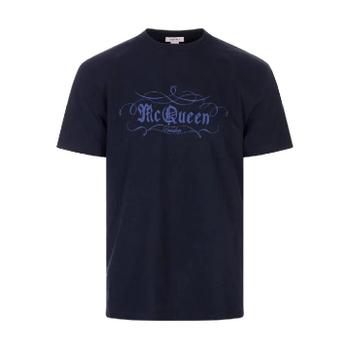 25 FW Alexander McQueen 로고 티셔츠 847748QTAD40454 TP449693465