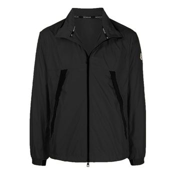 몽클레르 주니치 레인 로고 패치 레페 자켓 블랙 33634068