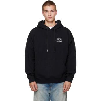오프화이트 블랙 오프라인 하프 애로우 스케이트 후드티 OMBB085F26FLE0