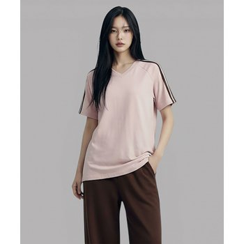 재커리 여성 트랙 오버핏 브이넥 반팔티[BLSV_1501]