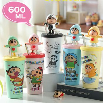 짱구 피규어 캡 텀블러 600ml 신학기선물 대용량텀블러 빨대텀블러 캐릭터텀블러 스텐텀블러
