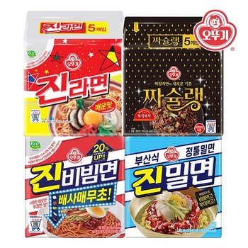 오뚜기 진라면매운맛(5봉)+짜슐랭(5봉)+진비빔면(4봉)+진밀면(4봉)