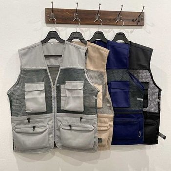남성캐주얼 작업조끼 다용도 기능성 조끼 촬영 기자 낚시 여행 메...