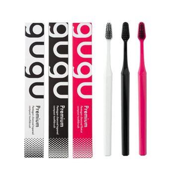 [해외] gugu 구그 펜타곤 콤팩트 비장탄 칫솔 3개 세트 핑크