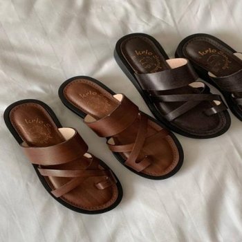 여성 가죽 쪼리 슬리퍼 118576