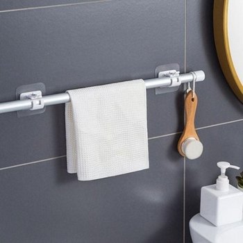 다용도 베이직 무타공 행거 집게 올데이 봉걸이 화이 무타공봉걸이 막대걸레걸이