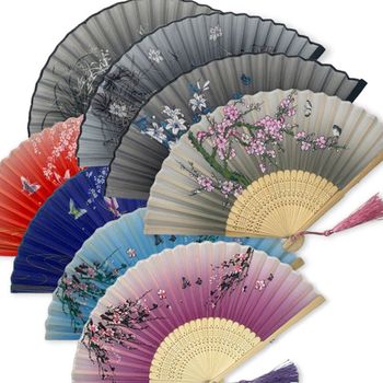 멋진 579QZZ20 전통 대나무 소품 선물용 접이식 태슬 부채 8종