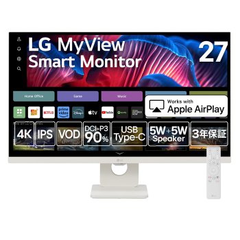 [해외] LG 스마트 모니터 27SR73U-W 27인치 4K webOS 23 IPS 10.7억 색상 DCI-P3 90% 눈부