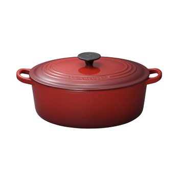 [해외] 르크루제(Le Creuset) 주물 에나멜 냄비 코코트 오벌 27cm 체리레드 가스 IH 오븐 호환【정품】