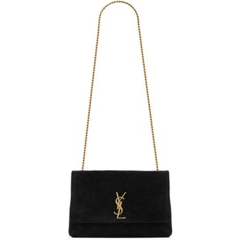 [해외배송] 생로랑 골드톤 로고 플라크 블랙 가죽 체인 링크 숄더 백 553804 0UD7W1000