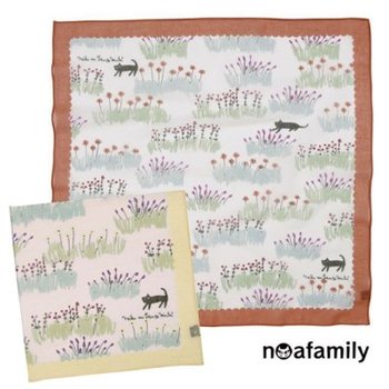 일본 수입 노아패밀리 손수건 고양이 산책길 2컬러