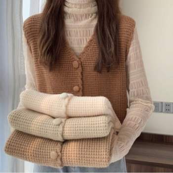 와플 DB78UY85 브이넥 큐티 니트 베스트 조끼