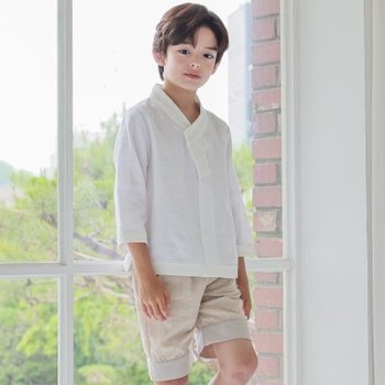 하루뎅이 남아 생활한복 칠부 면 반바지 데일리 상하의 세트