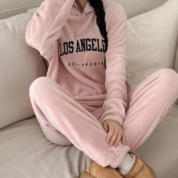 후드잠옷 인기제품 포근한 3컬러 신상 수면잠옷세트 겨울잠옷상하세트